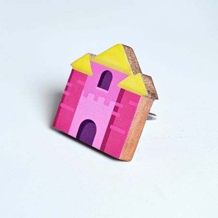 Handmade Acacia Wood Castle Cupboard Handle Set